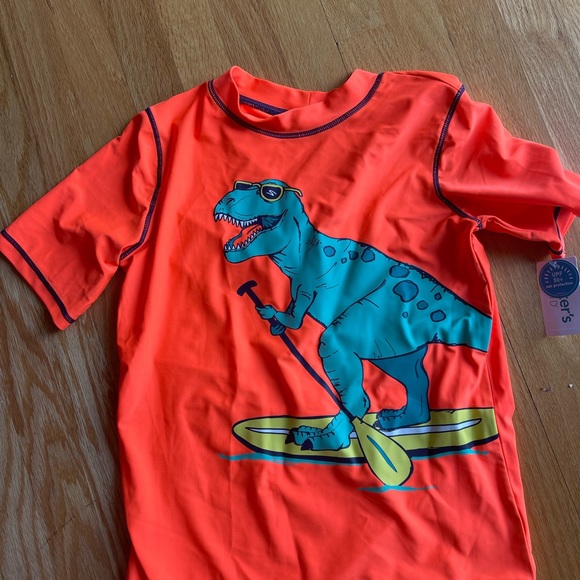 NWT 14 carters Kids dinosaurs rash guard shirt swim top bathing sunglasses pool - Picture 3 of 5